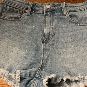 Altar’d State Sparkle Denim Shorts Size 27 Sparkle Festival Raw Hem